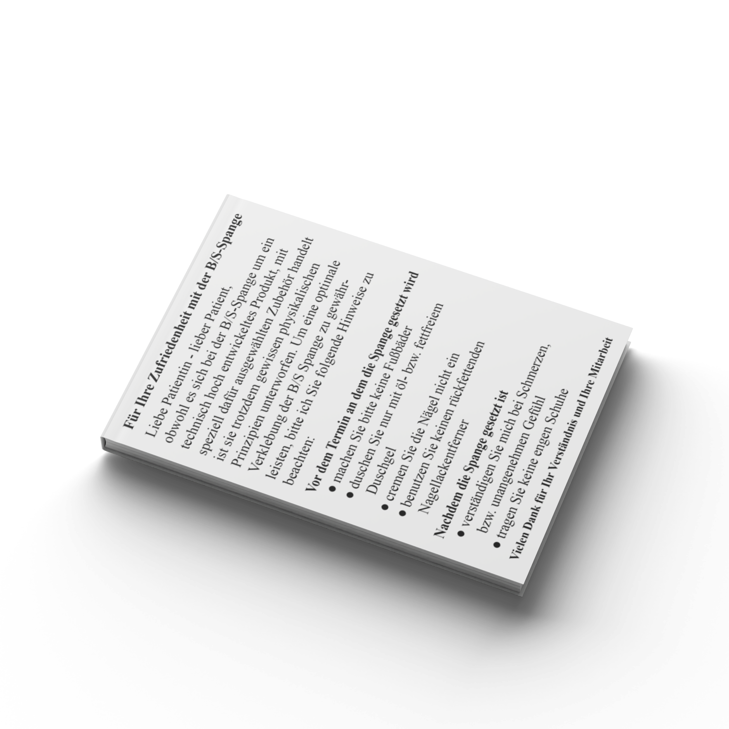 B/S Spange Terminblock mit Patienteninfo